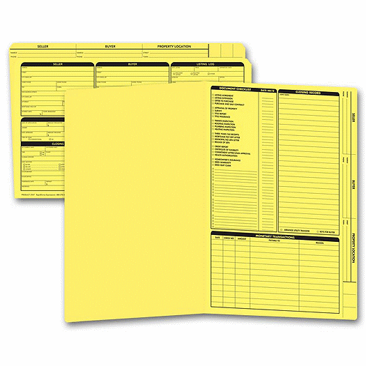 Real Estate Folder, Right Panel List, Legal Size, Yellow - Office and Business Supplies Online - Ipayo.com