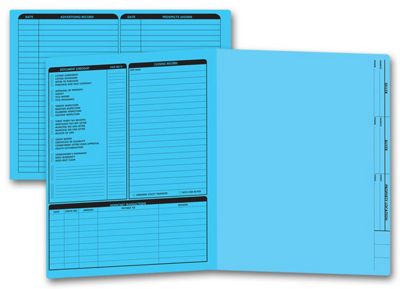 11 3/4 x 9 5/8 Real Estate Folder, Left Panel List, Letter Size, Blue
