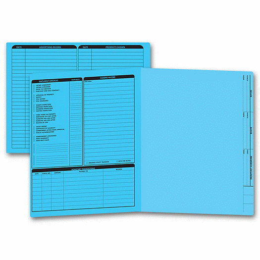 Real Estate Folder, Left Panel List, Letter Size, Blue - Office and Business Supplies Online - Ipayo.com