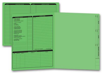 11 3/4 x 9 5/8 Real Estate Folder, Left Panel List, Letter Size, Green