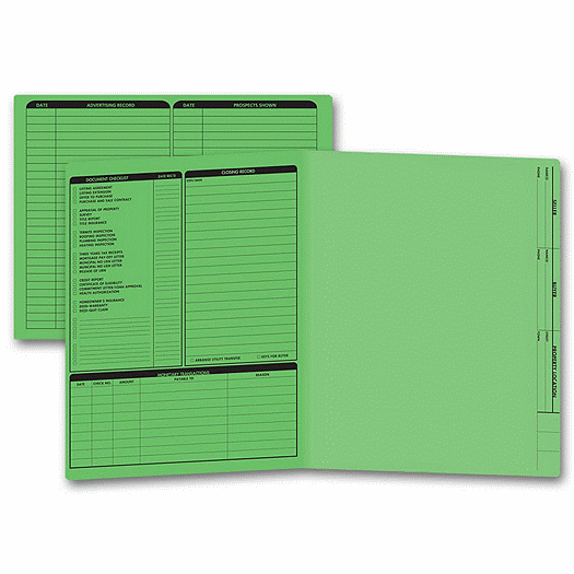 Real Estate Folder, Left Panel List, Letter Size, Green - Office and Business Supplies Online - Ipayo.com