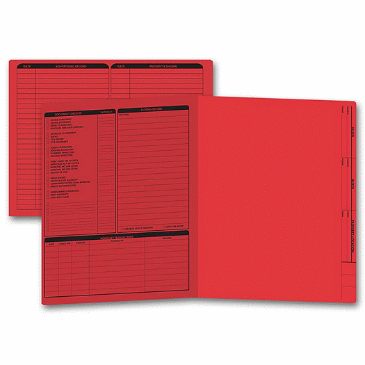Real Estate Folder, Left Panel List, Letter Size, Red - Office and Business Supplies Online - Ipayo.com