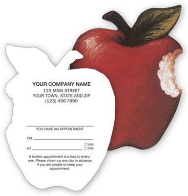 Die-Cut Apple Shaped Appointment or Business Card, Imprinted - Office and Business Supplies Online - Ipayo.com