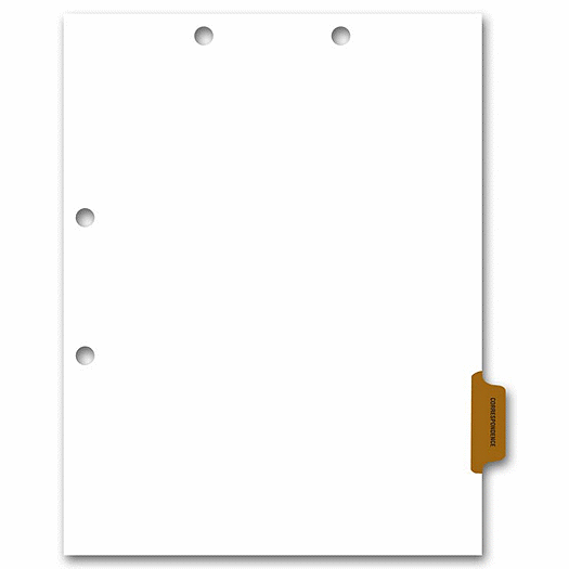 Side Tab Chart File Divider, Correspondence Tab - Office and Business Supplies Online - Ipayo.com
