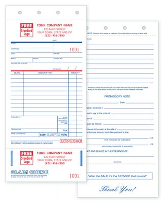 Service Orders - with Claim Check and Carbons