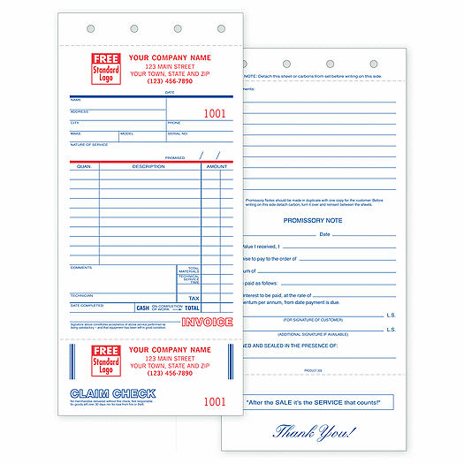 Service Orders - with Claim Check and Carbons