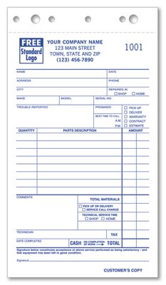 Service Orders - Compact Carbonless