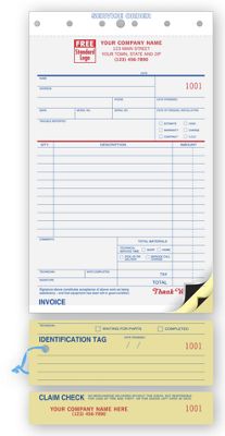 5 1/2 x 11 Service Orders, Carbon, Claim Check, Small Format