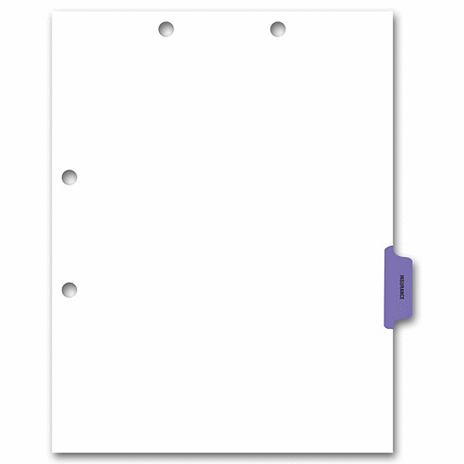 Side Tab Chart File Divider, Insurance Tab - Office and Business Supplies Online - Ipayo.com