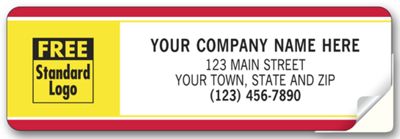 3 1/2 x 1 1/8 Labels with Business Design, Padded, Red/Yellow Border
