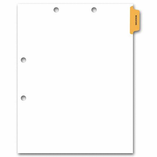 Side Tab Chart File Divider, Medications Tab - Office and Business Supplies Online - Ipayo.com
