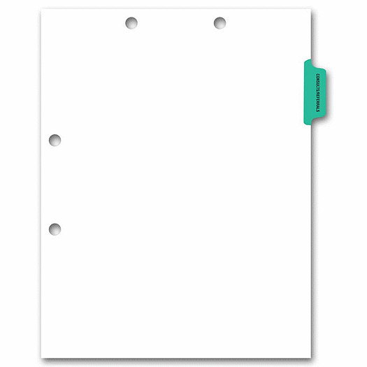 Side Tab Chart File Divider, Consults/Referrals Tab - Office and Business Supplies Online - Ipayo.com