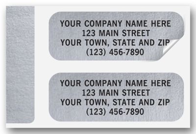 1 3/8 x 1/2 Advertising Labels, Padded, Paper, Silver Foil,