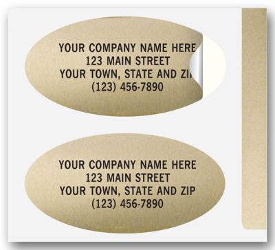 Advertising Labels, Padded, Paper, Gold Foil, Oval