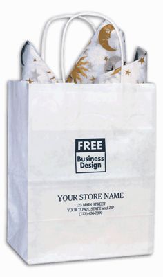 White Paper Bag, 8 1/4 x 4 1/4 x 10 3/4 - Office and Business Supplies Online - Ipayo.com