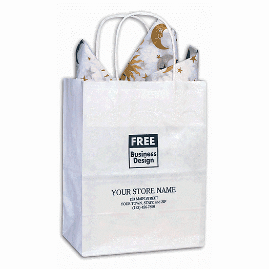 White Paper Bag, 8 1/4 x 4 1/4 x 10 3/4 - Office and Business Supplies Online - Ipayo.com