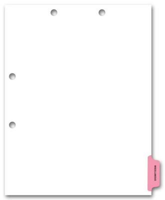 8 1/2 X 11** Side Tab Chart File Divider, Miscellaneous Tab