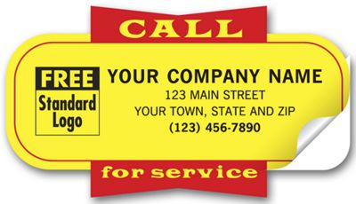 3 1/2 x 1 7/8 Service Labels,  Call for Service , Yellow, Padded