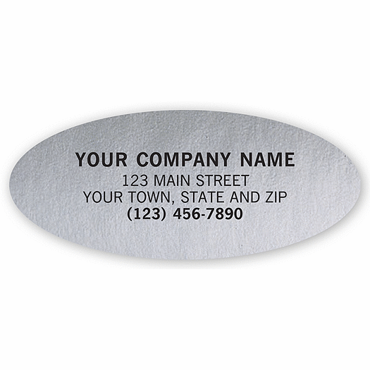 Advertising Labels, Padded, Poly Film, Silver, Oval