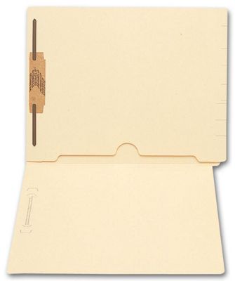 End Tab Full Pocket Manila Folder, 11 pt, One Fastener