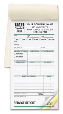 3 3/8 x 6 1/4 Pest Control Form – Small Service Order Book