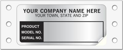 Model/Serial Number Labels, Continuous, Aluminum Foil