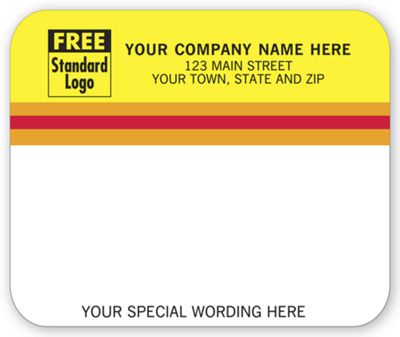 4 x 3 1/3 Mailing Labels, Laser/Inkjet, Yellow/White w/ Stripes