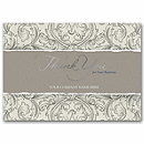 Bringing a traditional touch to your company's customer relations efforts, the Silver & Scrolls card features scripted text accented with silver foil, plus your company name and a vintage-inspired floral pattern for visual interest.