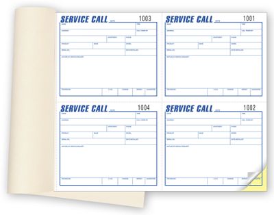 8 1/2 x 11  overall Service Call Book