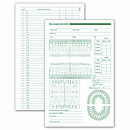 Services re-exam records have a smaller format that still allows you to keep accurate, up-to-date records. Services record is on the back. Easy to store! Small format is easy to store. Durable records! Printed on sturdy ledger stock.