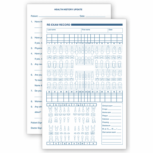 Dental Health History Re Exam Records, Primary and Permanent