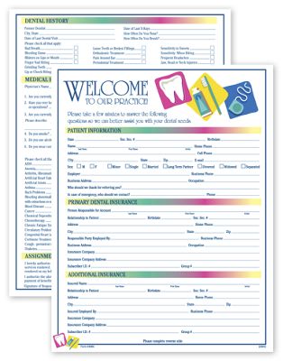 Two-Sided Registration & History Form, Dental Icon Design