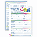 Capture personal data, insurance information, medical history and more with 1 colorful, patient-friendly form! Durable forms! 2-sided format, 28# ledger stock. Quantity: 100 two-sided registration and history forms per pad.