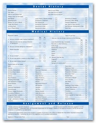 8 1/2 X 11 Two-Sided Registration & History Form, Bright Skies Design