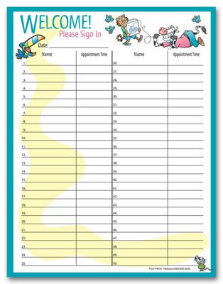 Patient Sign-In Sheet, Pediatric Dental Design - Office and Business Supplies Online - Ipayo.com