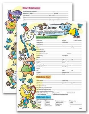 Two-Sided Registration & History Form Pediatric Dental