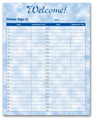 Patient Sign-In Sheet, Bright Skies Design