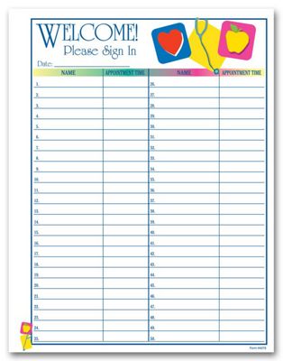 8 1/2 X 11 Patient Sign-In Sheet, Medical Icon Design
