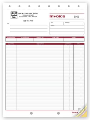 8 1/2 x 11 Shipping Invoices – Large Image