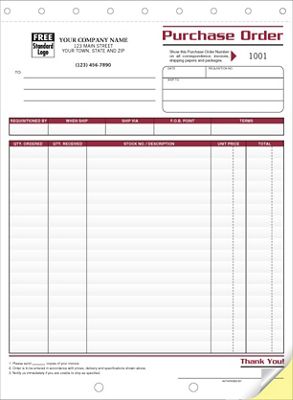 8 1/2 x 11 Purchase Orders – Large Image