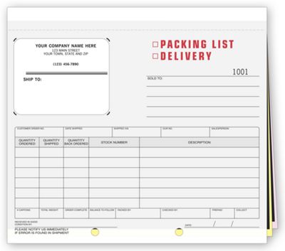 8 1/2 x 7 Packing Lists – with Carbons
