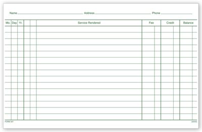 7 3/4 X 5 Patient Account Records, 2 Sided, White Ledger