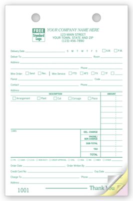 5 1/2 x 8 1/2 Florist Register Forms – Large