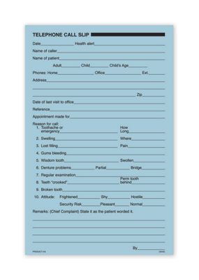 5 1/2 X 8 1/2 Telephone Call Slip