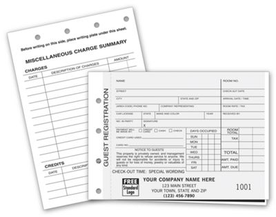 6 x 4 1/4 Guest Registration Forms – with Carbons