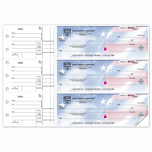 Deluxe High Security Wounded Warriors 3-On-A-Page Check