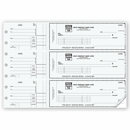 3-On-A-Page Business Size Checks, with Side-Tear Vouchers