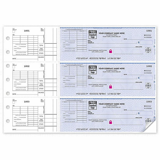 Deluxe High Security 3-On-A-Page Check With Corner Voucher