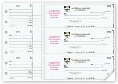 3-On-A-Page Business Size Checks, With Choice of Voucher