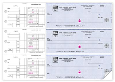 12 15/16 x 9 Deluxe High Security 3-On-A-Page Payroll/Disbursement Check